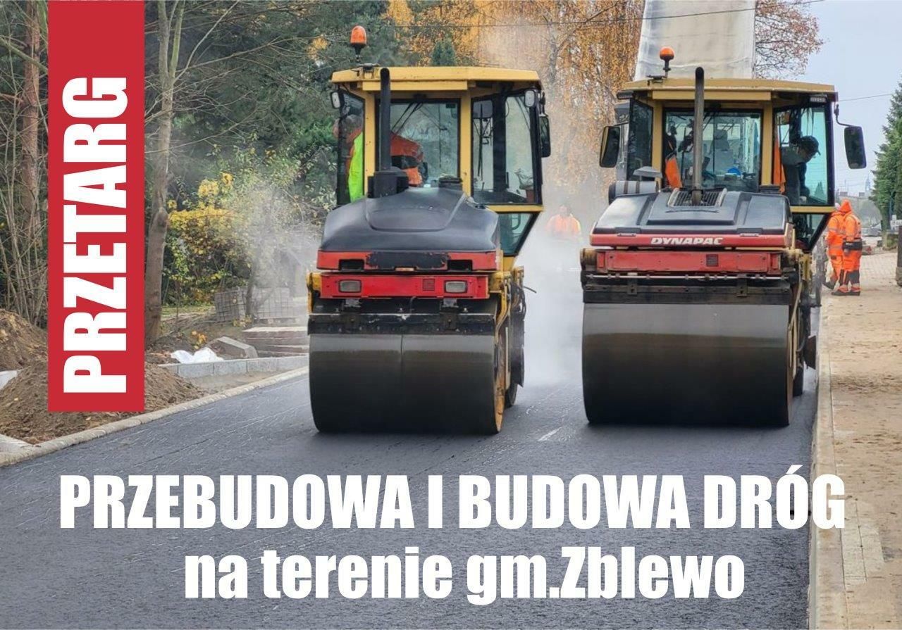 Dwa walce drogowe na świeżo wylanym asfalcie na drodze gminnej