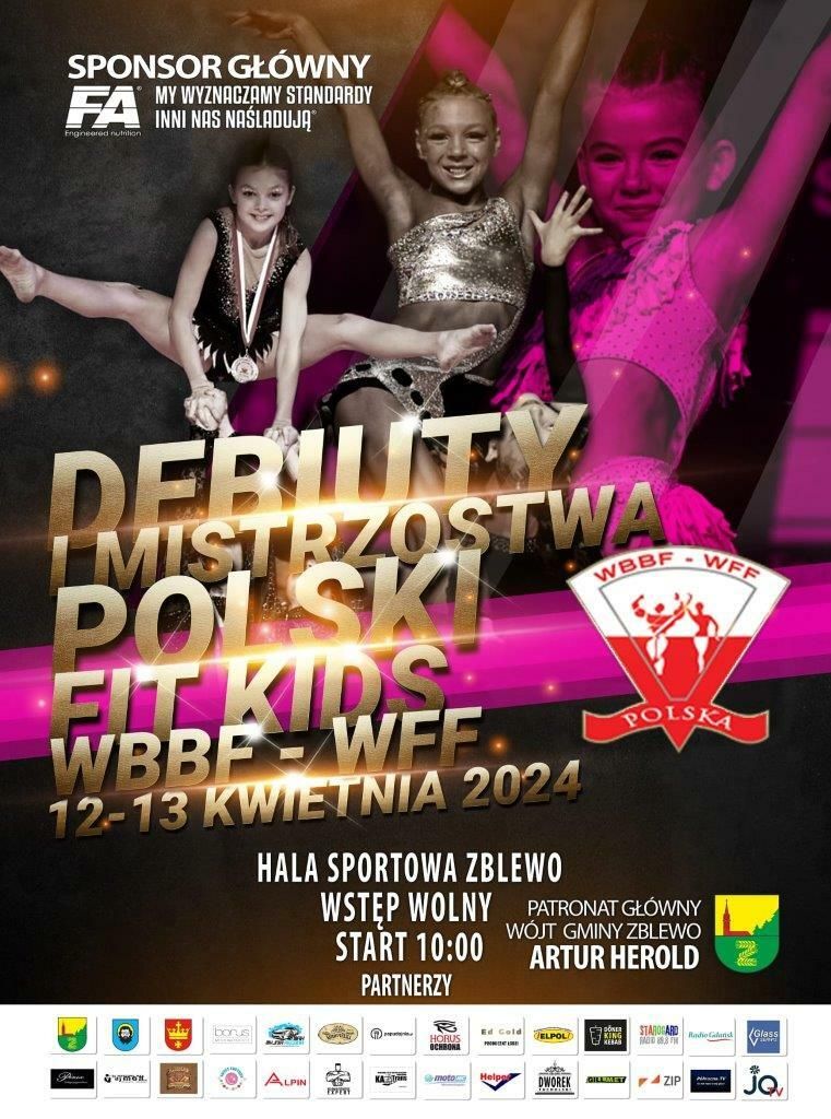grafiki z wizerunkiem sportowców promujące wydarzenie sportowe w Zblewie
