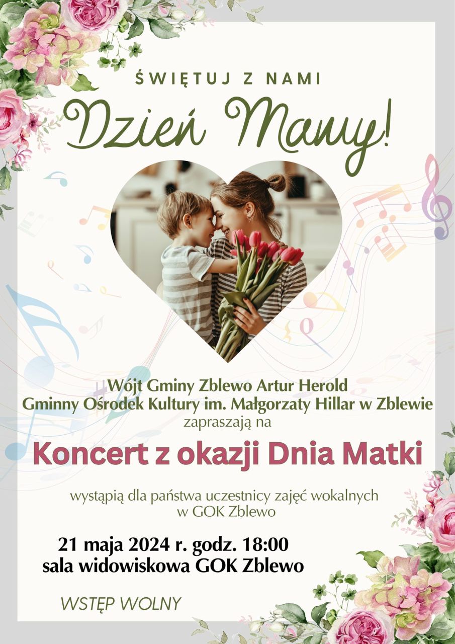 plakat na koncert z okazji Dnia Matki