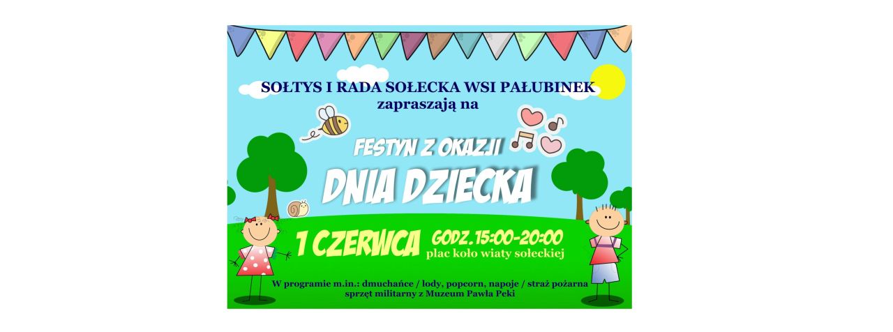 plakat zapraszajacy na festyn w pałubinku