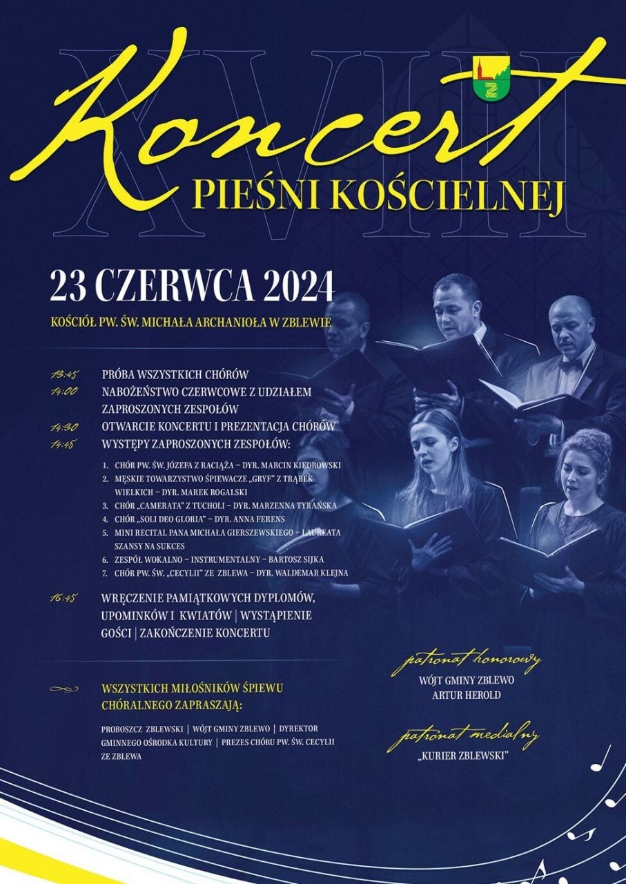 plakat zapraszajacy na koncert pieśni kościelnej w zblewie