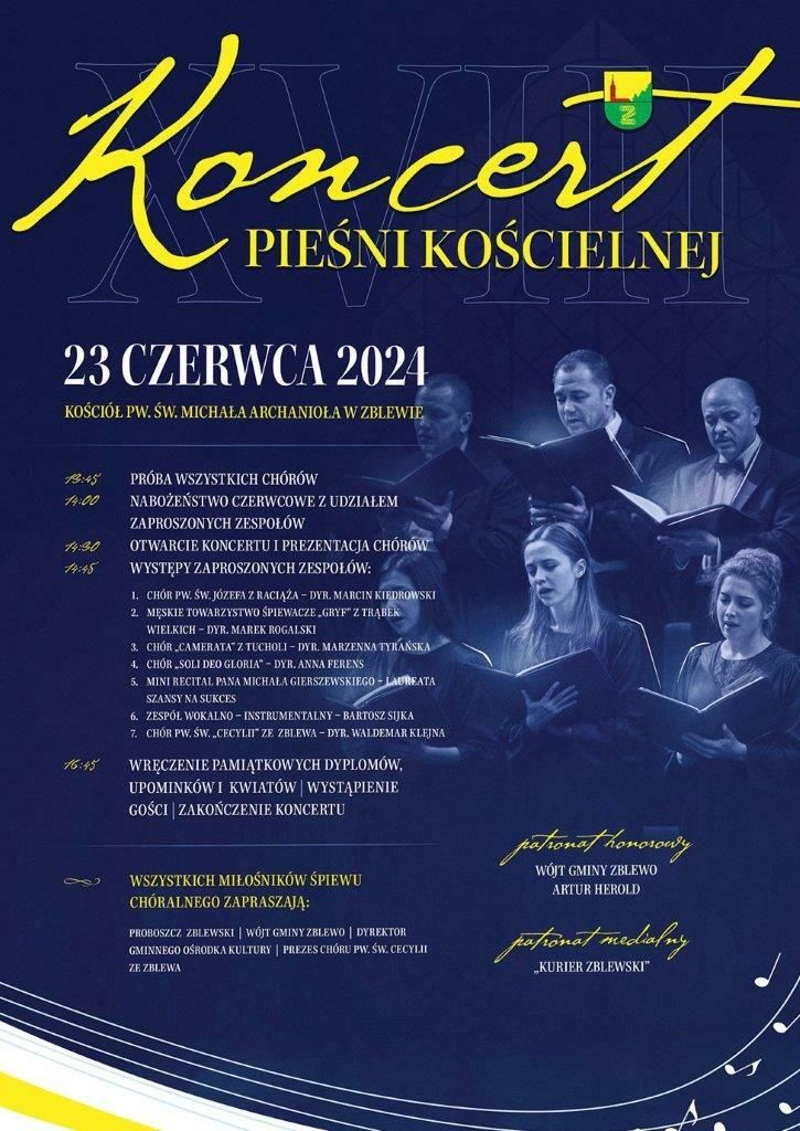 plakat zapraszajacy na koncert pieśni do zblewa