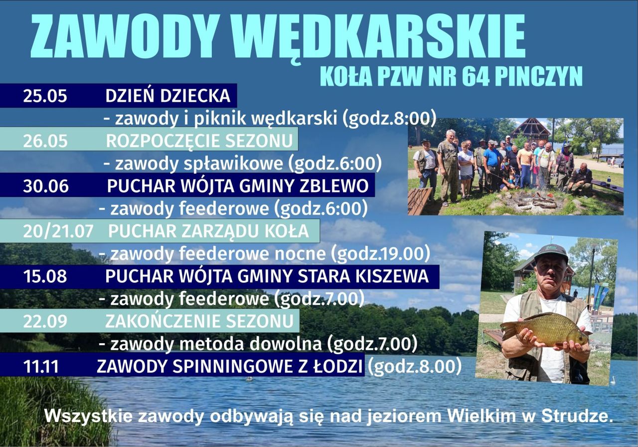 kalendarz z terminami zawodów wędkarskich