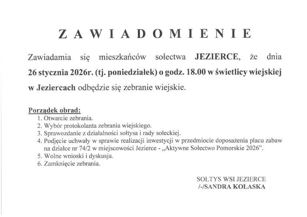 SOŁĘCTWO JEZIERCE ZEBRANIE