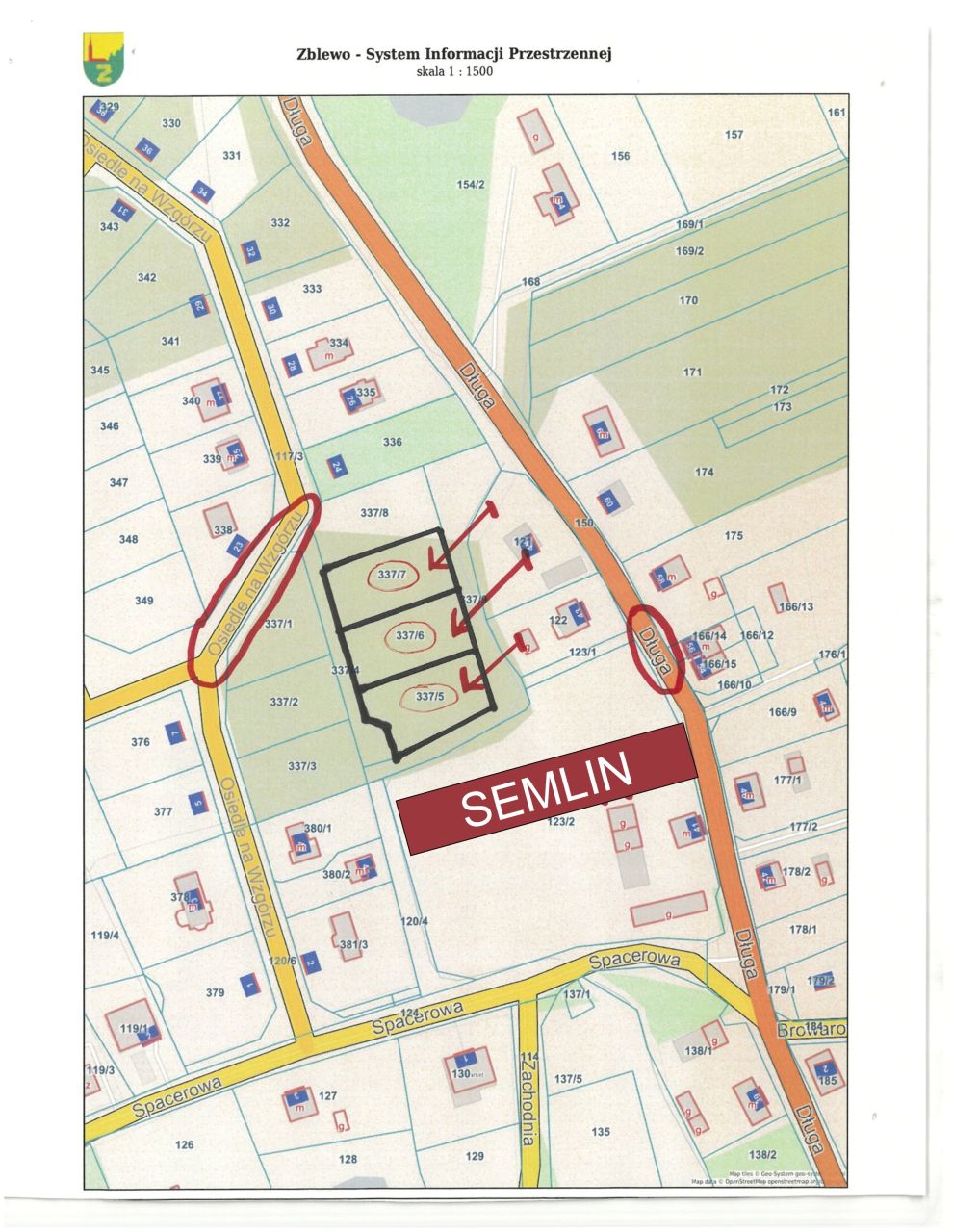 DZIAŁKI NA SPRZEDAŻ MAPA