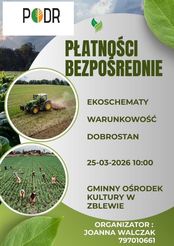 SZKOLENIE GMINNE DLA ROLNIKÓW PLAKAT INFORMACYJNY