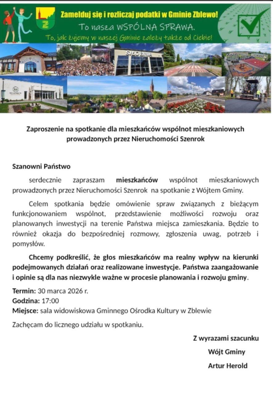 Zapraszamy na spotkanie z mieszkańcami