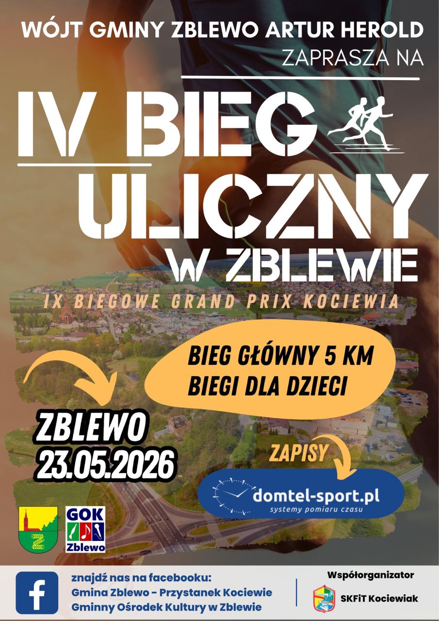 plakat biegu ulicznego w zblewie 