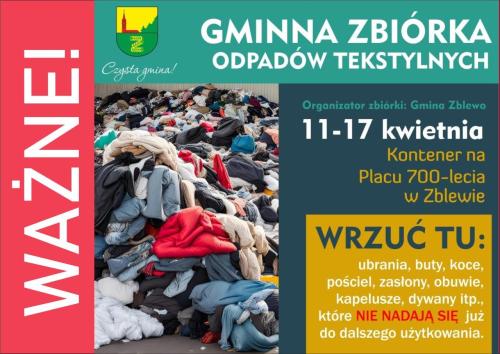 zbiórka tekstyliów do kontenera