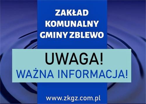 ważna informacja zakąłdu komunalnego  w sprawie wody