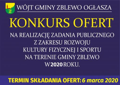 KONKURS OFERT NA REALIZACJĘ ZADANIA PUBLICZNEGO Z ZAKRESU ROZWOJU KULTURY FIZYCZNEJ I SPORTU